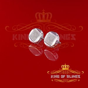 King 19740W-A39KOB Aretes Para Hombre 925 Sterling Silver Carat Round 