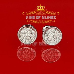 King 9666W-A9KOB 10k White Gold Finish Silver Stud Men'sladies Earring