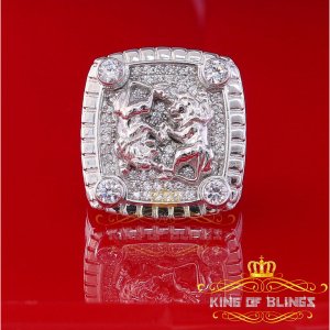 King 16021W-A49KOB 10k White Gold Finish Lab Created Diamonds Silver 2