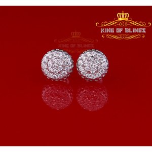 King 19313W-A10KOB Aretes Para Hombre 925 White Silver Iced Out Cz Rou