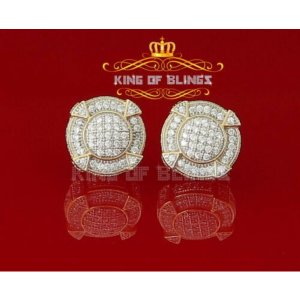 King 15112Y-A19KOB Aretes Para Hombre 925 Yellow Silver Iced Out Cz Ro