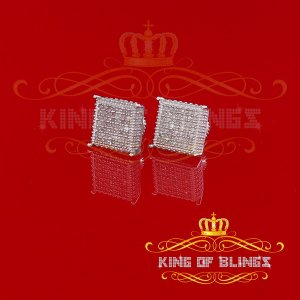 King 11639W-A44KOB Aretes Para Hombre 925 Sterling Silver Carat Round 