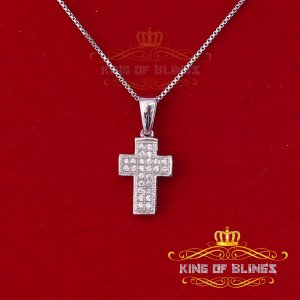 King 12121W-A9KOB 10k White Gold Finish Cross Silver Pendant With Lab 