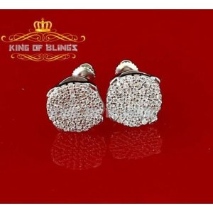 King 12419W-A22KOB Aretes Para Hombre 925 White Silver Iced Out Cz Rou