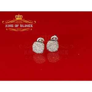 King 12481W-A9KOB Silver Earring 10k White Gold Finish Silver Stud Men