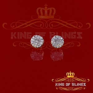 King 19685Y-A15KOB Aretes Para Hombre 925 Yellow Silver Iced Out Cz Ro