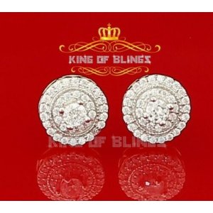 King 10201Y-A9KOB Aretes Para Hombre 925 White Silver Iced Out Cz Roun