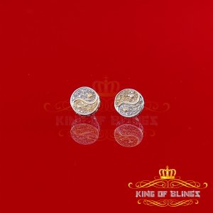 King 19732WY-A33KOB Aretes Para Hombre 925 Sterling Silver Carat Round