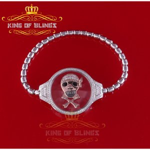 King 14003W-A129KOB 10k White Gold Finish Floating Bracelet Lab Diamon