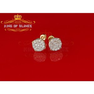 King 12481Y-A9KOB Aretes Para Hombre 925 Yellow Silver Iced Out Cz Rou