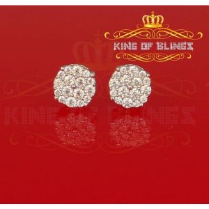 King 19098W-A17KOB Aretes Para Hombre 925 White Silver Iced Out Cz Rou