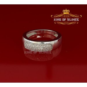 King 13918W-A9KOB 10k White Gold Finish Ladies Silver Ring With Lab Cr