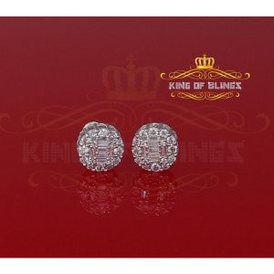 King 18786W-A12KOB Aretes Para Hombre 925 White Silver Iced Out Cz Rou