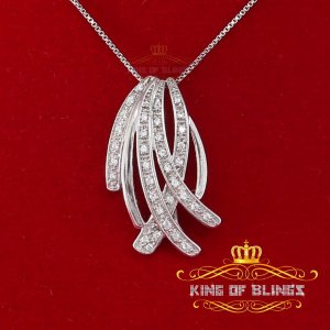 King 12176W-A15KOB 10k White Gold Finish Silver Pendant With Lab Creat