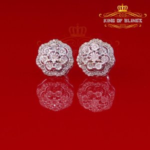 King 19316W-A49KOB Aretes Para Hombre 925 Sterling Silver Carat Round 