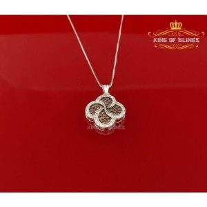 King 12175W-A22KOB 10k White Gold Finish Silver Pendant 4.07 Grams Wit