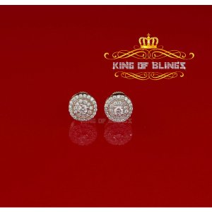 King 19101Y-A10KOB Aretes Para Hombre 925 Yellow Silver Iced Out Cz Ro