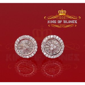 King 18612W-A13KOB Aretes Para Hombre 925 White Silver Iced Out Cz Rou