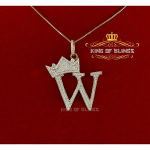 King 16362YW-A29KOB 10k Yellow Gold Finish Crown Alphabet Silver Penda