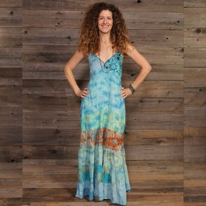 Jayli AR22-4WDress:AR22-4-sky-L Ashbury Maxi Dress Jaipuri Patchwork M