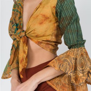 Jayli AB8WTop:AB8-mrg-XL Claire Top - Cotton Jaipuri Patchwork Wrap To