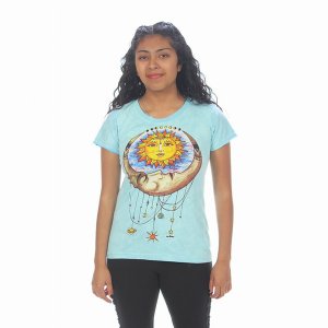 Jayli NTW18WTop:NTW18-XL Sun Moon No Time T-shirt Cotton Sun Moon T-sh