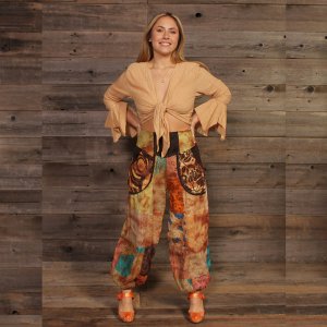 Jayli A30SWPants:A30S-tan-XL Ashbury Pants Jaipuri Patchwork Tie Dye H