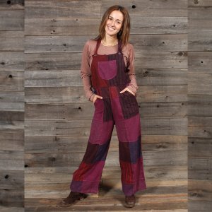 Jayli AB139WOveralls:AB139-marn-M Paige Overalls Cotton Stripe Patchwo