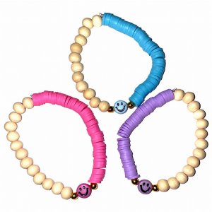 The babyhalfhappies Smiley Face Beaded Bracelets For Kids (pack Of 6) 