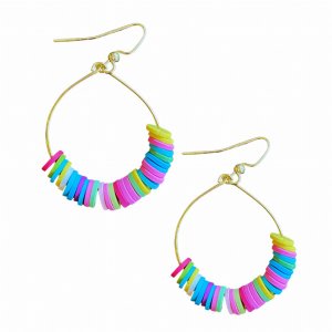 The confettihoopsG Rainbow Confetti Hoop Earrings (pack Of 1)