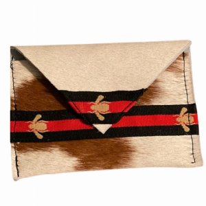 The Cardholder - Red, White, Blue Ribbon Cowhide Cardholder With Desig