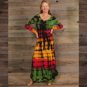 Jayli JD404WDress:JD404-multi-M Endora Dress Rayon Spandex Tie Dye Lon