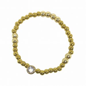 The crystalcenteredbrace Crystal And Gold Beaded Bracelet (pack Of 6) 