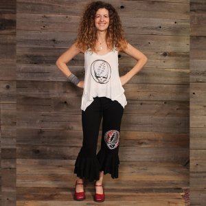 Jayli AR22-67WCapris:AR22-67-blk-L Steal Your Face Capri's Cotton Ruff