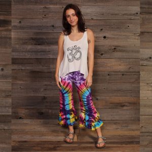 Jayli AR22-78WCapris:AR22-78-M Rainbow Capri's Cotton Tie Dye Ruffle C