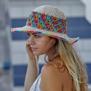 Jayli ABA100WAccessories:ABA100 Hemp Crochet Rainbow Hat-assorted (pac