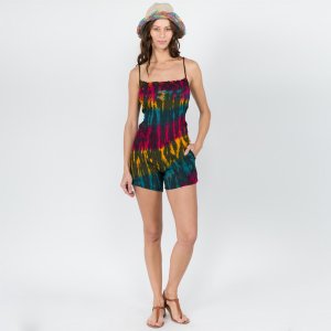 Jayli PAE342WJumper:PAE342-S Tuesday Romper Rayon Mudmee Tie Dye Rompe