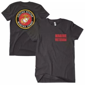 Fox 63-4852 XXXL Marine Veteran Men's T-shirt Black 2-sided - 3xl (pac