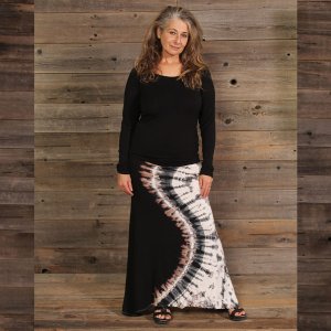 Jayli JD202WSkirt:JD202-grey-S Haven Skirt Rayon Spandex Tie Dye Maxi 