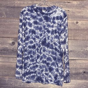 Jayli GDM25MShirt:GDM25-navy-XL Bobby Shirt Cotton Rib Tie Dye Long Sl