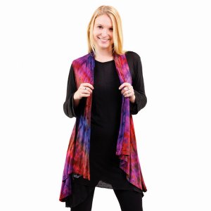 Jayli PAE110Wvest:PAE110 Angie Vest Rayon Spandex Mudmee Tie Dye Angle