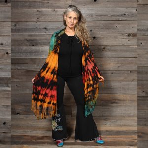 Jayli JD85WJacket:JD85-multi-S Jagger Cover Up Rayon Spandex Tie Dye C