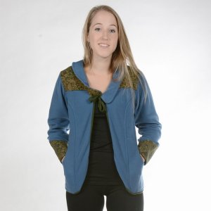 Jayli 176-14WWjacket:176-14W-tl-S Fleece Jacket With Printed Cotton De