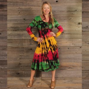 Jayli JD405WDress:JD405-multi-M Sabrina Dress Rayon Spandex Tie Dye Lo