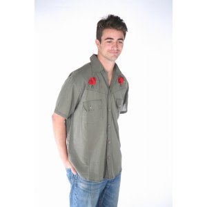 Jayli AJW33SGDMShirt:AJW33S-khk-2X Franklins Tower Shirt Cotton Short 