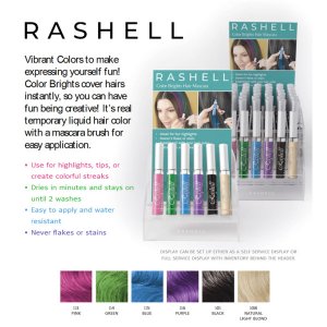 Rashell CBDK-36 36 Piece  Color Brights Hair Mascara Display Fast Star