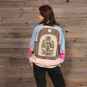 Jayli AR22-70Bag:AR22-70 Hemp Cotton Patchwork Tie Dye Backpack With G