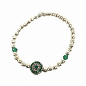 The emeraldradiance Emerald And Silver Beaded Stretch Bracelet (pack O