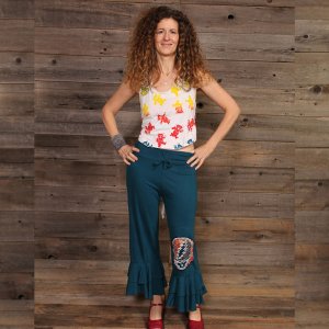 Jayli AR22-67WCapris:AR22-67-teal-XL Steal Your Face Capri's Cotton Ru