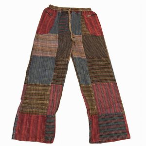 Jayli AJS122Mpants:AJS122-brn-2X William Pants Cotton Stonewash Patchw